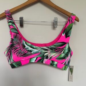 Palms Away Tropical Printed Bikini Top Sz L NWT